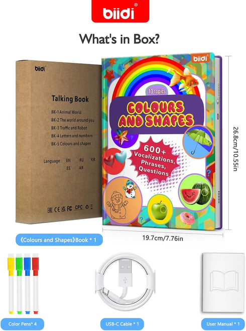 3+ Zone,4 Pens,600+Sound Interactive Talking Activity Book,English Word Sound Book for Kid Age Year Old,Sensory Autism