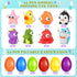 24 Pack Prefilled Easter Eggs with Animal Popping Eyes Toys, Squeeze Toys with Popping Eyes for Easter Hunt, Basket