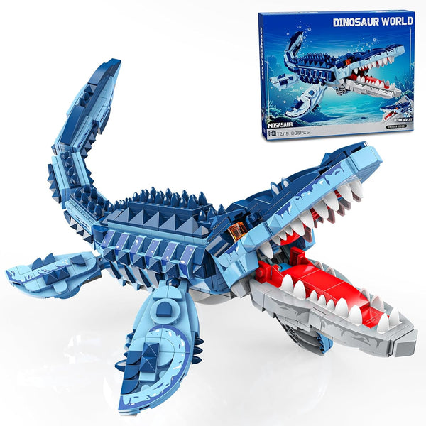 EITOLNR Mosasaurus Dinosaur Building Blocks Set, 805 PCS Dinosaur World Building Toy, Jurassic