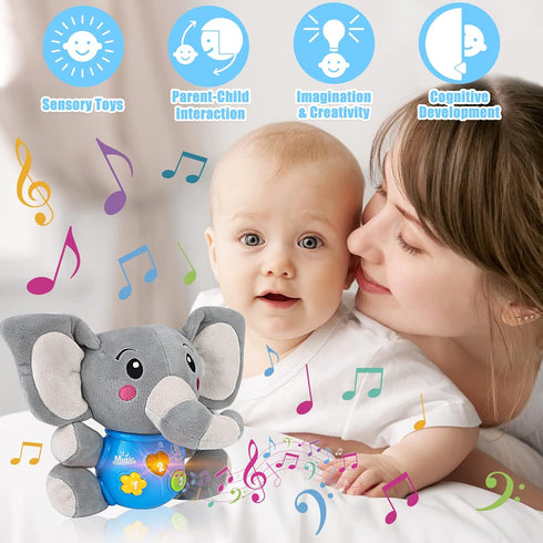 Plush Musical Baby Toys - Cute Elephant Stuffed Animal for 3-12 Months Boys & Girls, Infant Baby Toy