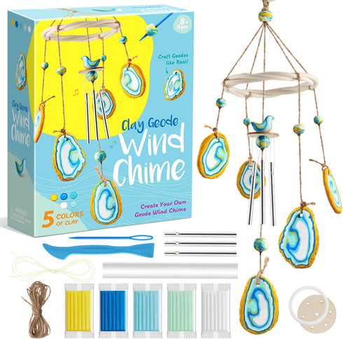 EDUMAN Make Your Own Clay Geodes Wind Chime Craft Kit for Home Garden Decoration for Kids Ages 8-12