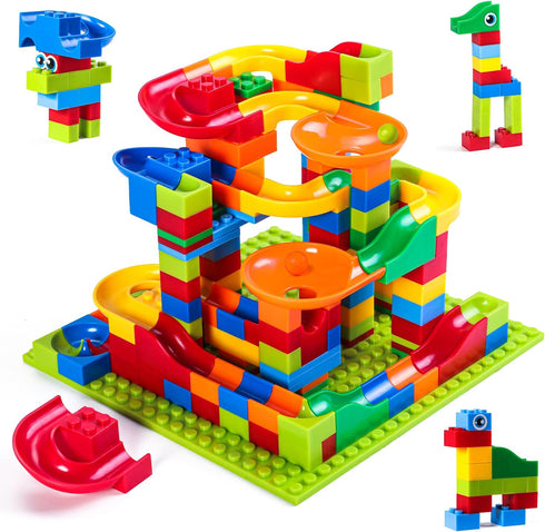 FANELEQU 168 Pcs Mini Marble Run Building Blocks Classic Blocks STEM Toy Bricks