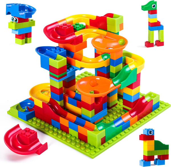 FANELEQU 168 Pcs Mini Marble Run Building Blocks Classic Blocks STEM Toy Bricks