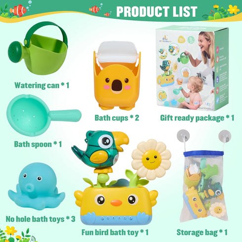 1-3 2-4 12-18 1+ Baby Bath Toys for Kids Ages | Fun & Easy Grip Mold Free Bath Toys Toddler | Bath Cups Spoon Watering
