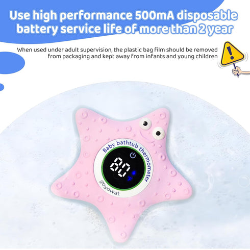 Bath Thermometer with LED Display, Digital Water Temperature Thermometer for Kids, Infant Safety Floating Toy, Yellow