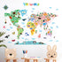 DECOWALL SG2-1615S Animal World Map Kids Wall Decals, Peel and Stick Removable Stickers for Nursery and Bedroom