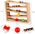 Qilay Wooden Race Track Car Ramp Racer Toy for Toddlers, 5 Level Race Car Ramp Set with 4 Wood Cars and 3 Balls, Great