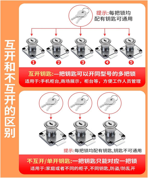 QXCIVR Drawer Lock Cabinet Drawer Latch Locks Furniture Door Lock Hardware Desk Lock Wardrobe Cabinet Door Locks