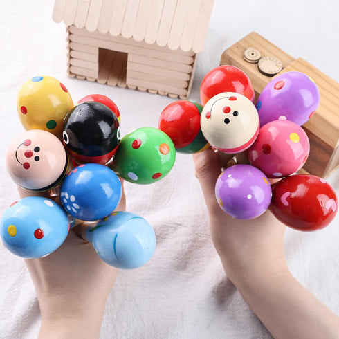 POPLAY 10PCS Mini Wooden Maracas, Musical Instruments for Toddlers, Baby Musical Toys, Infant Learning