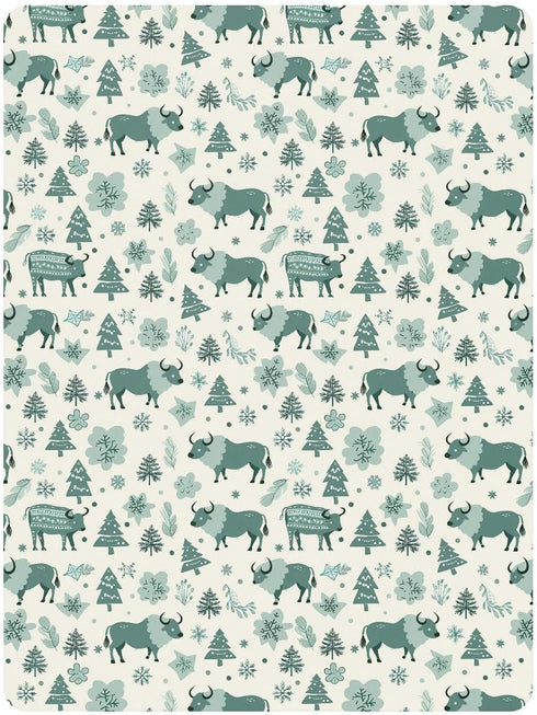 miaozhen 1 Pack 52x28 Cotton Baby Crib Sheets Soft Comfy Teal Six Playful Buffalo Boho Newborns Crib Sheet for Nursery