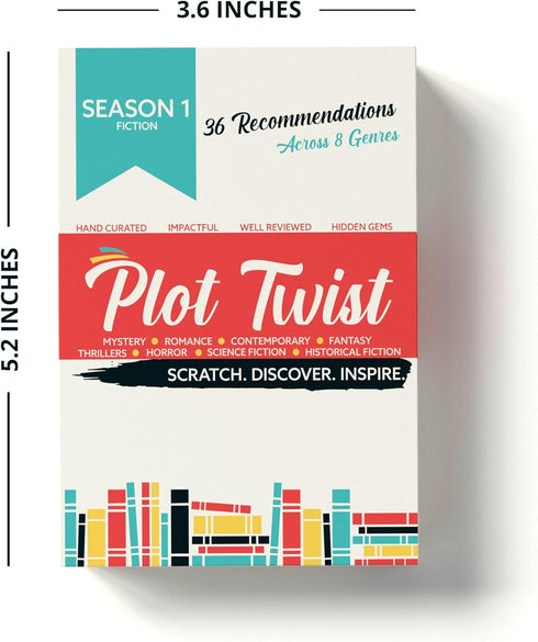 Plot Twist: 36 Book Recommendation Scratch Off Cards across 8 Unique Fictional Genres. Gift for Couples, Book Lovers, Readers, Book Clubs.