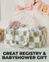 Checkered Diaper Caddy Organizer with Portable Changing Mat - Teddy Fleece Diaper Organizer for Changing Table - Caddy