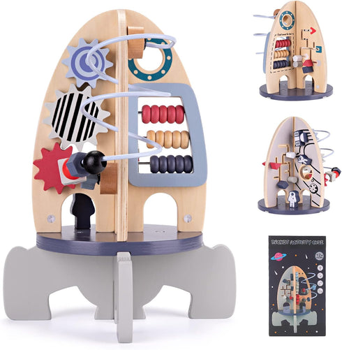 Wdmiya Space Wooden Activity Cube Toys for Baby, Montessoritoys for 1 Year