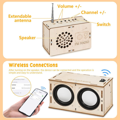 8-12 12-14 9-12 8 9 10 11 13 Stem Projects Toys for Boys age Science Kit Building Own Bluetooth Speaker & FM Radio DIY