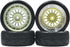 4PCS/Set 64mm Rubber Tires & Plating Plastic Wheels Rims for 1/10 RC On-Road Touring Car Racing (Gold, Offset 9mm)