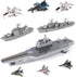 Crelloci Aircraft Carrier Military Naval Ship with Pull Back Army Fighter Jet