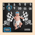 Racing Baby Monthly Milestone Blanket, Boy Racer Car Tires, Unisex 1 to 12 Months, Includes 4 Frames & 1 Headband