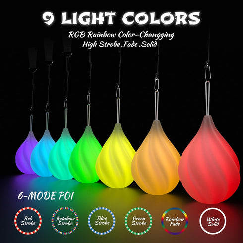 LED Poi Balls Set for Children and Adults - Luminous Premium Toy for Beginners & Professionals, Juggling Set