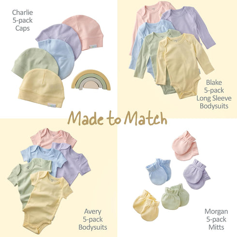5-Pack 100% Butterblu Bailey Burp Cloths Organic Cotton Knit for Newborn & Baby Boys & Girls, Haze, One Size