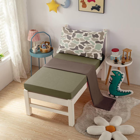 CKOU CCOO 4 Set Set Pieces Toddler Duck Camo Bedding for Boys,Hunting Camouflage Toddler Comforter for Kids Bed in a