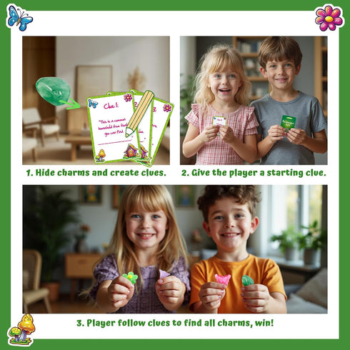 6+ EDUMAN Flower Fairy Scavenger Hunt Dig Kit - Treasure Dig Kit Arts & Crafts, STEM Educational Toy with Clue Cards
