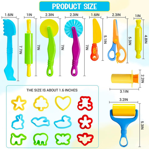 IHESPABLD 28 Set 3+ Playdough Tool Kit, Pcs Basic Clay and Dough Tools Starter for Kids Ages Creative Play Accessories