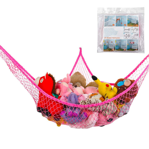 Jumbo Toy Hammock 83" Stuffed Animals Storage Net, Extra Large Kids Mesh Toy Organizer Wall Sling (Pink)