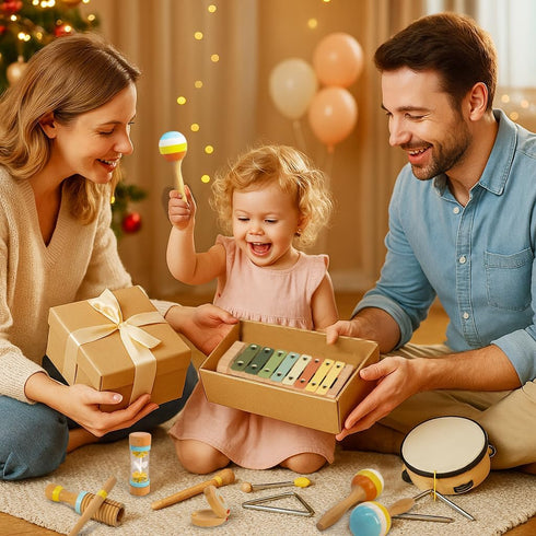 1-3, 12PCS Set 1-3 Baby Musical Instruments for Toddlers Montessori Musical Toy with Xylophone, Drum, Maracas...Perfect