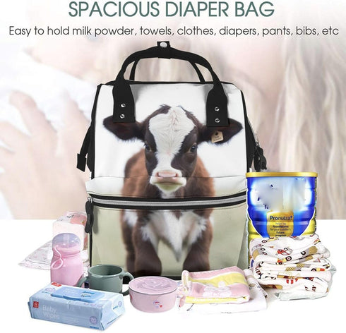 OUSIKA Backpack Daypacks Baby Cow Print Diaper Bag Multifunction Laptop Travel Large Nappy Bag, Black, One Size