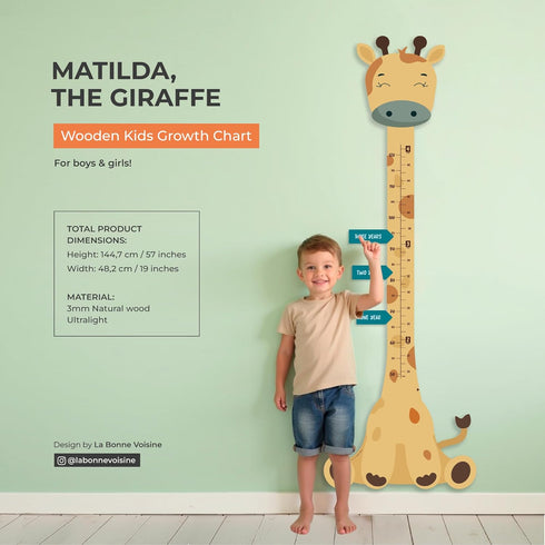 4ft Wooden Growth Chart for Kids Wall Height Chart for Children, Easy Install No Tools Needed, Track Height Up