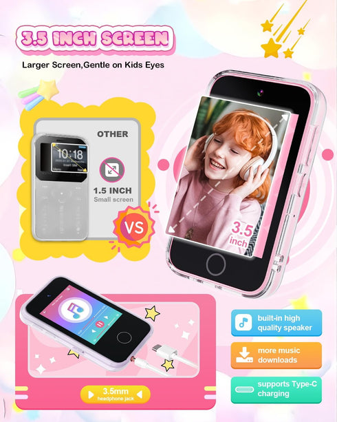 3.5'' 3 4 5 6 7 8 3-8, Kids Smart Phone for Girls, Touchscreen Kid Phones Toys for Girls Years Old, Christmas Birthday