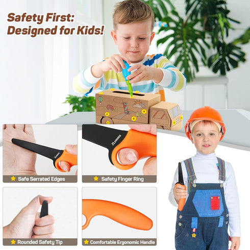 Cardboard Construction Kit for Kids, 425 Piece Crafting Activities, Inventable Cardboard Cutter with Building Tools