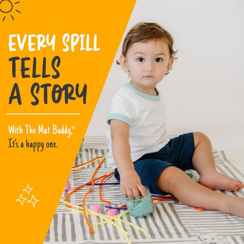 The Mat Buddy 4-Sided 30 Count 100% 40x47 Disposable Splat Mats for Under High Chair with Adhesive, - Waterproof