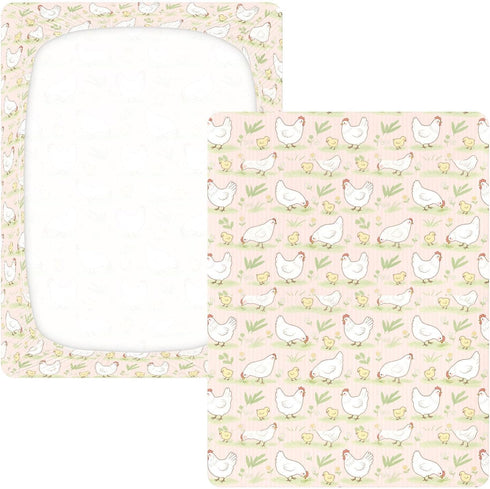 miaozhen 1 Pack 52x28 Cotton Crib Sheets for Baby Boys Girls Soft Animal Rustic Farm Flower Pink Stripe Muslin Crib