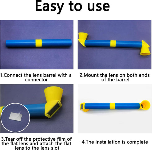 DIY Homemade Periscope Telescope - Optics Physics Experiment Teaching Tools, Detachable Lens, Adjustable Reversible