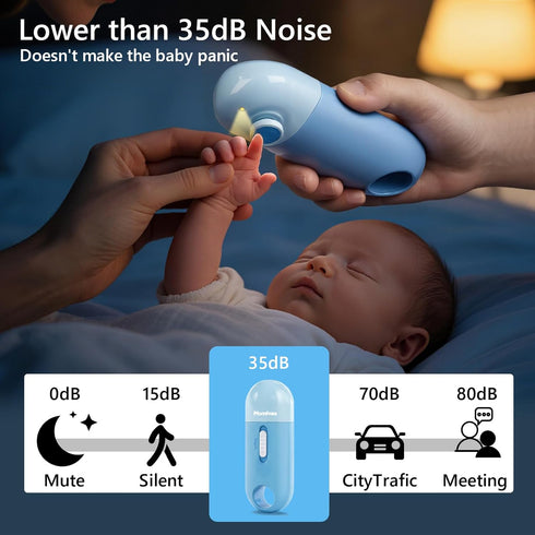 4-in-1 Trimmer Set Baby Nail File Electric, Battery Powered Baby Nail Electric with Storage Case & Night Light