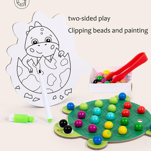 Montessori Wooden Clip Bead Board Game, Fine Motor Skills Toys for Boys and Girls Ages 3-5 (Chicken) MC-189