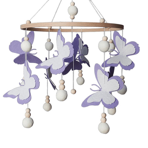 Purple Butterfly Crib Mobile Baby Girl Nursery Decor Handmade Felt Mobile Hanging