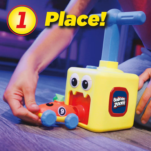Set, 3+, Ontel Balloon Zoom - Balloon-Powered Race Car and Rocket Launcher Toy Ages Red Racer Car with Astronaut Flyer