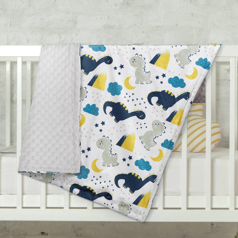 30 40 Inch Baby Blankets for Boys, Dinosaur Super Soft Nursery Minky Blanket for Newborn Baby, Double Layer with Dotted