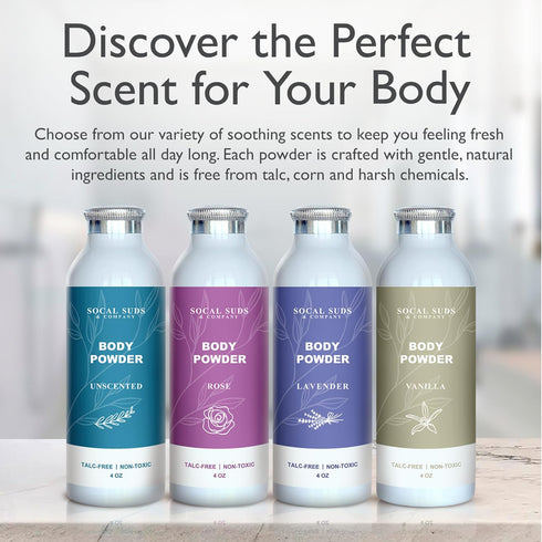 4oz, 1-Pack SoCal Suds & Company - Natural Body Powder Talc-Free - with Arrowroot Powder, Kaolin, Aspen Bark Extract