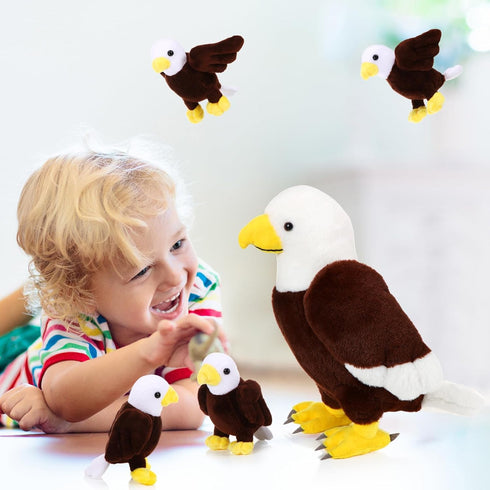 Lenwen 5 Pcs Bald Eagle Stuffed Animal Bulk 1 Mommy Eagle Plush with 4 Cute Babies Bald Eagles Plush Wild Bald Eagles