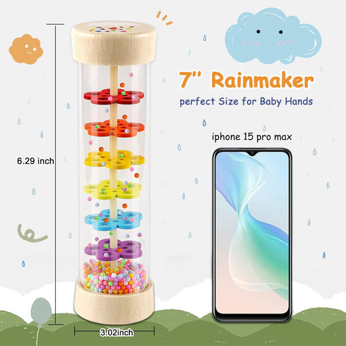LOOIKOOS Rainmaker Rain Stick Musical Instrument for Babies,Baby Rattle Shaker Sensory Developmental Toy,Raindrops Musical Instrument Toddler Musical Toys for Kids