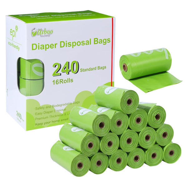 Diaper Bags Disposable for Baby, 16 Refill Rolls/240 Bags OXO-Biodegradable Waste Bags,Dirty