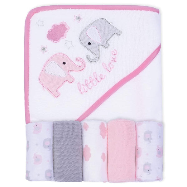 Viviland Baby Towels and Washcloths, Soft Absorbent Pink Baby Bath Towel Set,