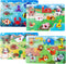 Peg Puzzle Set of 4 (32 pcs), Wooden Knob Puzzles for Toddlers