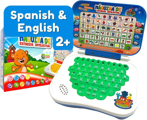 ZEENKIND Spanish & English Small Talking Laptop Toy for Kids 2-4 Years, Learn Alphabet, Numbers, Words, Math