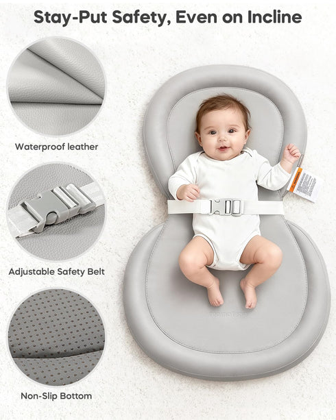 24"x16", Waterproof Peanut Baby Changing Pad, Foldable Travel On-the-Go for Dresser & Changing Table, Wipe-Clean PU