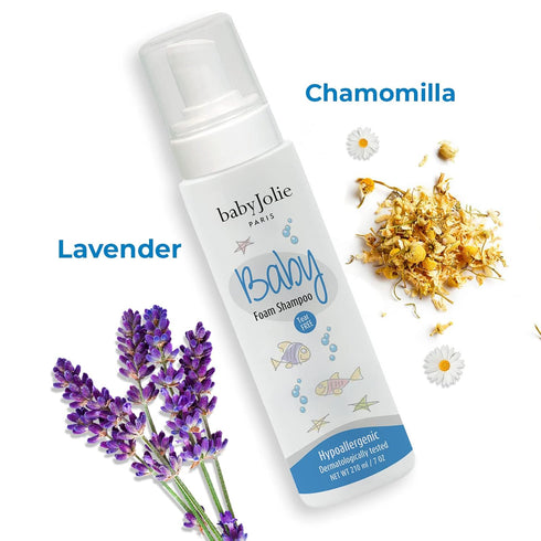 7oz (210ml) Baby Jolie Baby Shampoo Foam Paris, With tear-free formula. Cradle Cap Shampoo for Babies Gentle and Safe