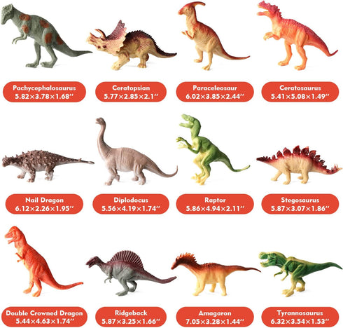 12Pack Educational Realistic Dinosaur Figure Toys, 6'' to 7" Large Size Playset Gift for Kids, Boys, and Girls